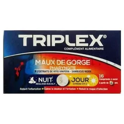 TRIPLEX JOUR NUIT MAUX DE GORGE 16comprimés