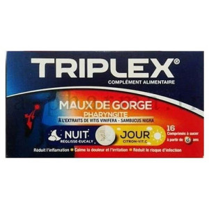 TRIPLEX JOUR NUIT  MAUX DE GORGE 16comprimés