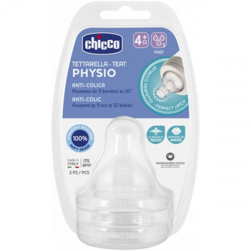 CHICCO Lot 2 Tétines Silicone 4m+