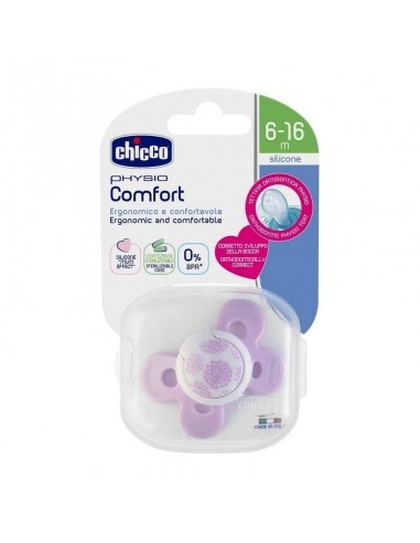 CHICCO SUCETTE PHYSIO COMFORT EN SILICONE 6-16 MOIS