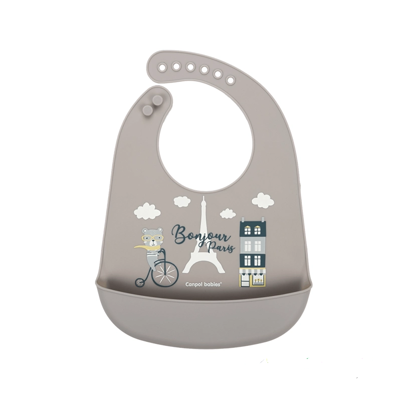 CANPOL BABIES BAVOIR SILICONE AVEC POCHE BONJOR PARIS beige