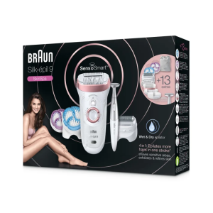 BRAUN ÉPILATEUR ÉLECTRIQUE SILK-EPIL 9 SKINSPA SENSOSMART + 13 ACCESSOIRES ET TONDEUSES 3-EN-1 9/980 pharmashop