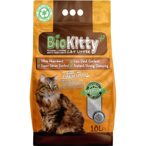 BIOKITTY LITIERE AGGLOMERANTE AU CHARBON ACTIF 10L