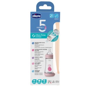 CHICCO PERFECT 5 BIBERON 2M+ 240ML ROSE-pharmashop