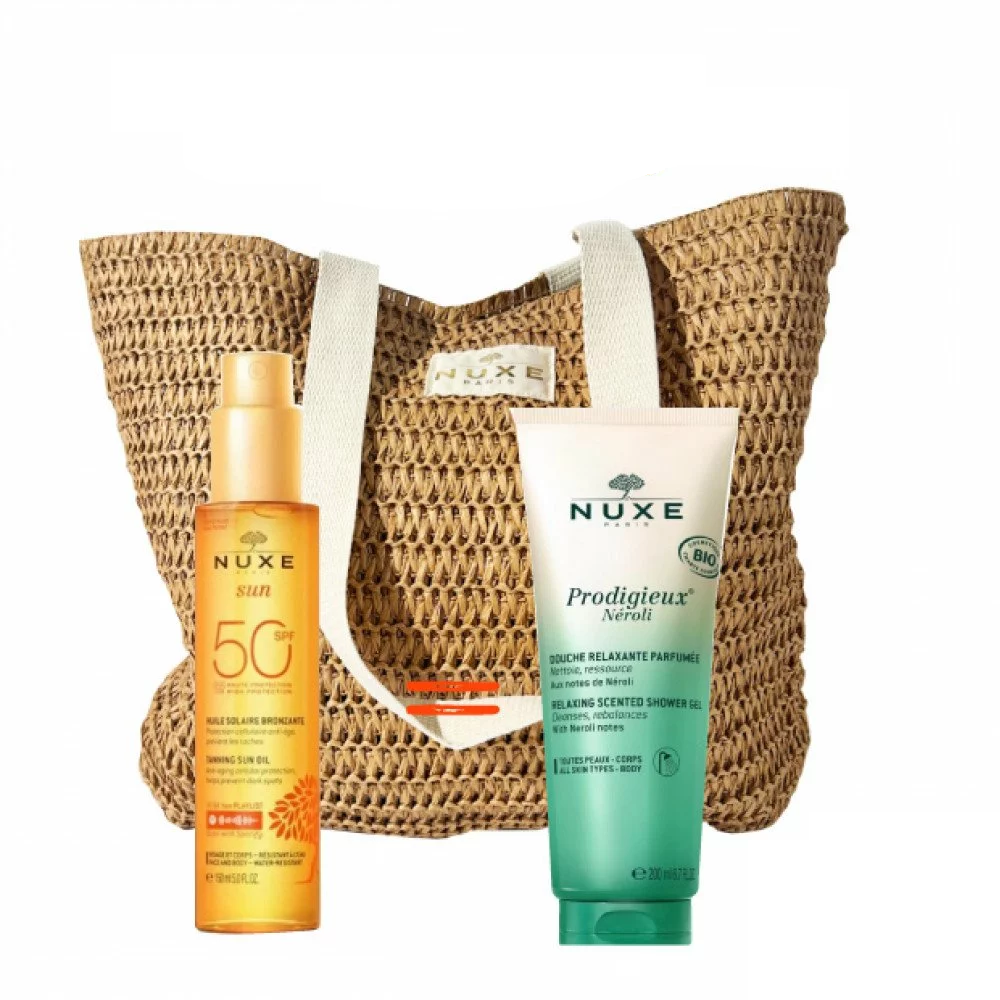 NUXE SUN SAC HUILE BRONZANTE SPF50 + NEROLI GELEE DE DOUCHE 200ML pharmashop NUXE SUN SAC HUILE BRONZANTE SPF50 + NEROLI GELEE DE DOUCHE 200ML pharmashop