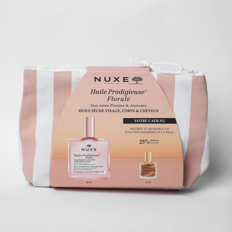 NUXE TROUSSE RAYEE HUILE PRODIGIEUSE FLORALE 50ML+MINI HUILE PRODIGIEUSE OR 10ML (OFFERT) NUXE TROUSSE RAYEE HUILE PRODIGIEUSE FLORALE 50ML+MINI HUILE PRODIGIEUSE OR 10ML (OFFERT)
