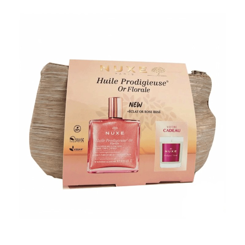 NUXE TROUSSE HUILE PRODIGIEUSE OR FLORALE 50ML+BOUGIE PRODIGIEUX FL... - Nuxe