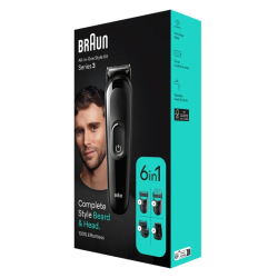 BRAUN TONDEUSE POUR BARBRE 6 EN 1 MGK3410 50 MINS AUTONOMIE
