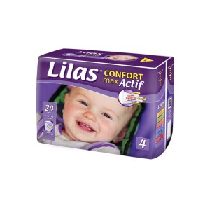 LILAS CONFORT MAX COUCHE BEBE 9-18KG TAILLE 4 24 PIECES pharmashop