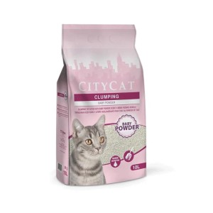 CITY CAT LITIERE AGGLOMERANTE BABY POWDER 10L pharmashop