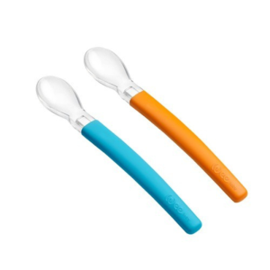 WEE 2 CUILLERES EN SILICONE 6 MOIS + BLEU/ORANGE  PHARMASHOP