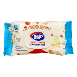 BABY PUR LINGETTES BEBE ADOUCISSANTES 0M+ 72 PIECES  PHARMASHOP