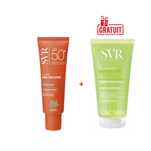 SVR SUN SECURE FLUIDE SPF50+ 50ML+SEBIACLEAR GEL MOUSSANT 55ML (OFFERT)