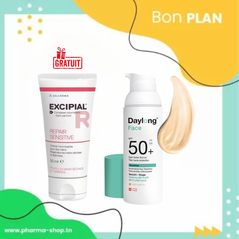DAYLONG FACE SPF 50+ BB TEINTE LIGHT MEDIUM 50ML+EXCIPIAL REPAIR SE...