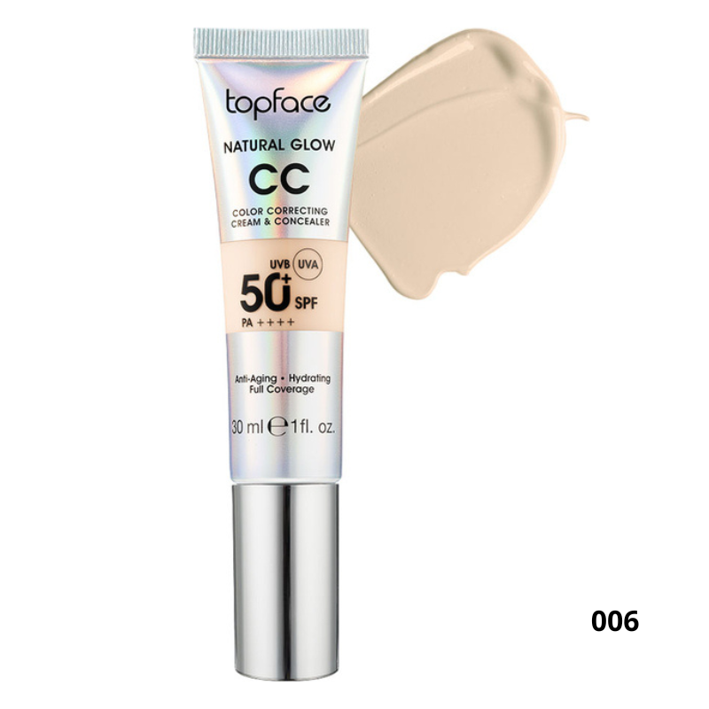 TOPFACE NATURAL GLOW CC FOND DE TEINT ET ANTI CERNES SPF50+ 30ML