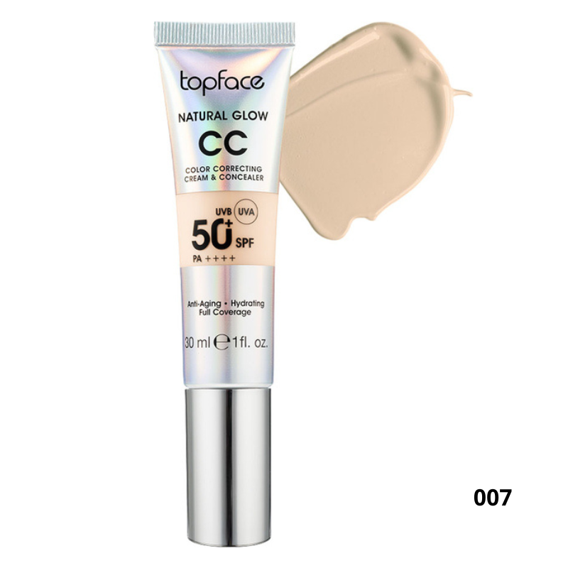 TOPFACE NATURAL GLOW CC FOND DE TEINT ET ANTI CERNES SPF50+ 30ML