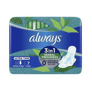 ALWAYS SERVIETTES ULTRA THIN EXTRA LONG HERBAL FRESHNESS 7 PIECES PHARMASHOP