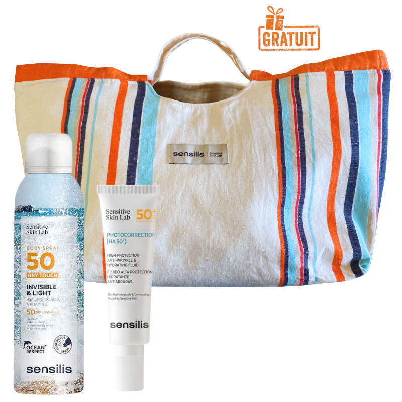 SENSILIS SAC FOUTA+SPRAY TOUCHER SEC SPF50+ 200ML+ PHOTOCORRECTION [HA50+] INVISIBLE pharmashop