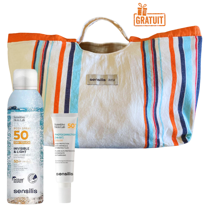 SENSILIS SAC FOUTA+SPRAY TOUCHER SEC SPF50+ 200ML+PHOTOCORRECTION [HA 50+] FLUID TEINTE 50ML pharmashop