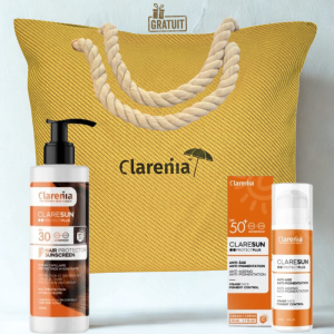 CLARENIA CLARESUN ANTI AGE SPF50+ 50ML+PROTECT PLUS CAPILLAIRE SPF30 200ML+SAC DE PLAGE EN JAUNE (OFFERT) PHARMASHOP