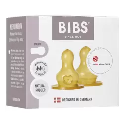 BIBS 2 TETINES RONDES LATEX BIBERON A DEBIT MOYEN 2M+