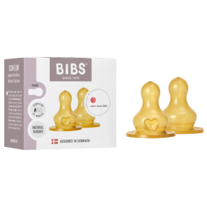 BIBS 2 TETINES RONDES LATEX BIBERON A DEBIT LENT 0M+ pharmashop