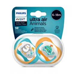AVENT SUCETTE ULTRA AIR ANIMALS GARÇON  6-18M  PHARMASHOP