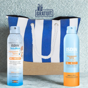 ISDIN PHOTOPROTECTION PEDIATRICS SPRAY KIDS SPF50  250ML+SPRAY SOLAIRE ADULTE SPF 50+ 250ML+ISDIN SAC (OFFERT) PHARMASHOP