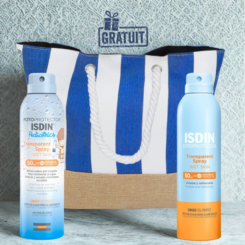 ISDIN PHOTOPROTECTION PEDIATRICS SPRAY KIDS SPF50  250ML+SPRAY SOLAIRE ADULTE SPF 50+ 250ML+ISDIN SAC (OFFERT) PHARMASHOP