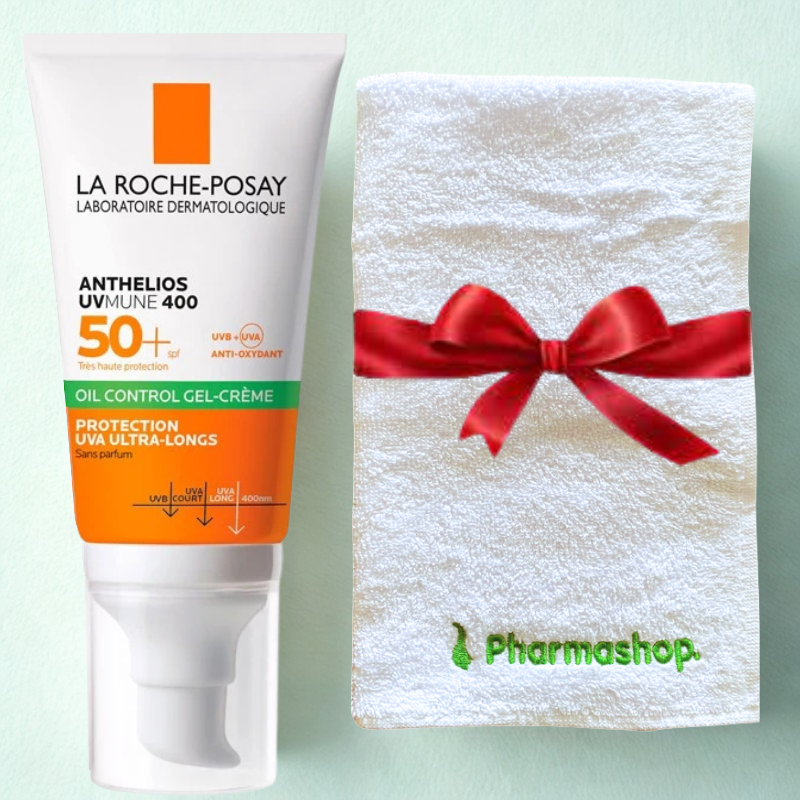 LA ROCHE POSAY ANTHELIOS UVMUNE 400 OIL CONTROL GEL CREME INVISIBLE SPF50+ 50ML+SERVIETTE DE VISAGE (OFFERT) PHARMMASHOP