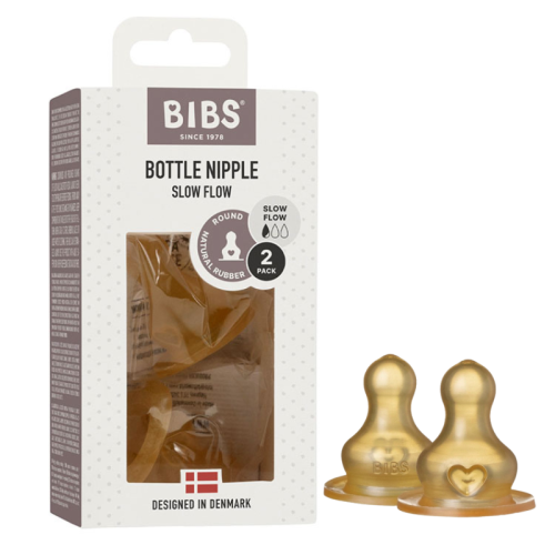 BIBS LOT DE 2 TÉTINES DE BIBERON LATEX SLOW FLOW +0MOIS
