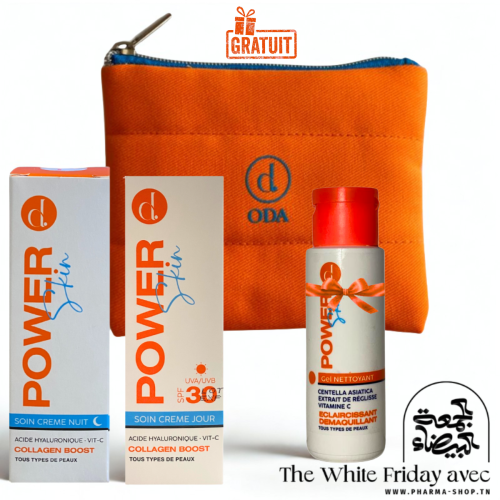 ODA POWER SKIN SOIN CREME NUIT VIT C 50 ML+CREME JOUR VIT C 30 SPF 50ML+GEL NETTOYANT 50ML (OFFERT)+TROUSSE (OFFERT)