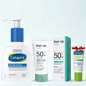 DAYLONG FACE GEL FLUIDE LEGER SPF50+ 50ML+LOTION NETTOYANT PG 236 ML+BAUME A LEVRES SPF50+ 8ML (OFFERT) pharmashop