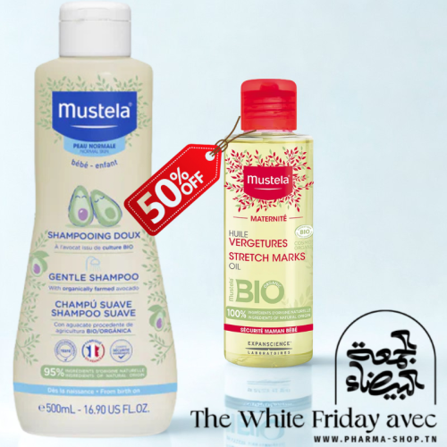 MUSTELA SHAMPOOING DOUX CHEVEUX 500ML+HUILE VERGETURES 105ML (-50%)