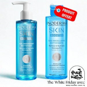 INODERMA SKIN BOOSTER GEL MOUSSANT NETTOYANT 200 ML+EAU MICELLAIRE 200ML (OFFERT) PHARMASHOP