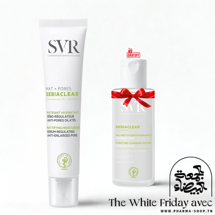 SVR SEBIACLEAR MAT+PORES SOIN MATIFIANT 40ML+SEBIACLEAR EAU MICELLAIRE 75ML (OFFERT) PHARMASHOP