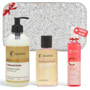 ALANIA COFFRET TUBEREUSE DOREE GEL LAVANT CORPS 350ML+EAU PARFUMEE 100 ML+EAU TONIQUE 150ML (OFFERT)+TROUSSE (OFFERT) PHARMASHOP