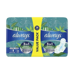 ALWAYS FRAICHEUR AUX HERBES 3 EN 1 TOUJOURS 14 DISQUES PH