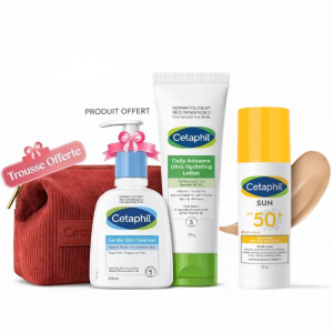 CETAPHIL TROUSSE LOTION HYDRATANTE 225GR+SUN FACE FLUID SPF50+ TEINTE 50ML+LOTION NETTOYANTE 236ML (OFFERT) PHARMASHOP