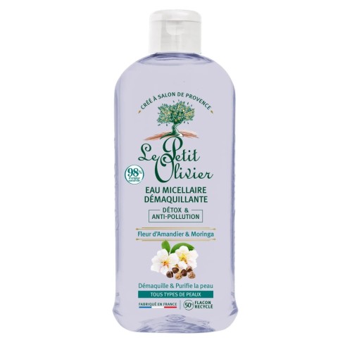 LE PETIT OLIVIER EAU MICELLAIRE DEMAQUILLANTE DETOX & ANTI POLLUTION FLEUR D'AMANDIER 400ML