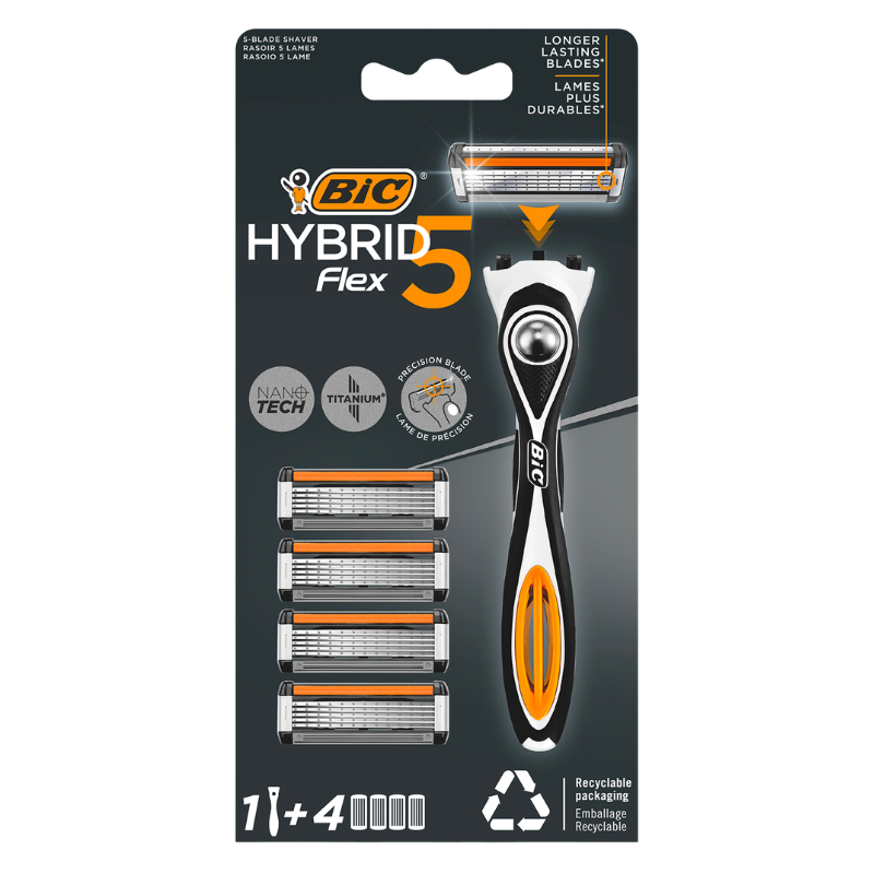 BIC HYBRID FLEX 5 RASOIRS RECHARGEABLES 5 LAMES PHARMASHOP