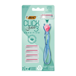 BIC CLICK 3 SOLEIL SENSITIVE RASOIRS SYSTEME FEMME BOITE DE 1 MANCHE+4 RECHARGES