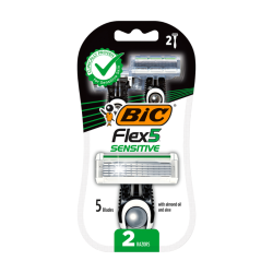 BIC FLEX 5 SENSITIVE RASOIRS NON RECHARGEABLES HOMME BLISTER DE 3 PIECES