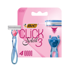 BIC CLICK 3 SOLEIL RECHARGES RASOIR FEMME 3 LAMES MOBILES BOITE DE 4