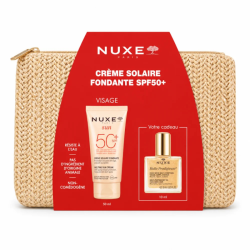 NUXE CREME SOLAIRE FONDANTE SPF50+HUILE PRODIGIEUSEET 10ML (OFFERT)+TROUSSE  (OFFERT) PHARMASHOP