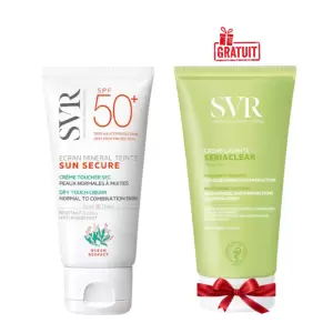 SVR SUN SECURE ECRAN MINERAL TEINTE PEAUX NORMALES A MIXTES SPF 50+ 50ML+SEBIACLEAR CREME LAVANTE 55ML (OFFERT) PHARMASHOP