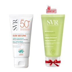 SVR SUN SECURE ECRAN MINERAL TEINTE PEAUX NORMALES A MIXTES SPF 50+ 50ML+SEBIACLEAR GEL MOUSSANT 55ML (OFFERT)