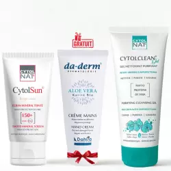 CYTOL CLEAN GEL NETTOYANT PURIFIANT 175ML+ECRAN SPF50+ TEINTE BEIGE SABLE+CREME MAINS (OFFERT)