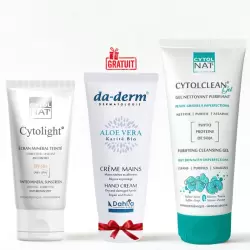 CYTOL CLEAN GEL NETTOYANT 175ML+CYTOLIGHT ECRAN MINERAL TEINTEE ANTI TACHES SPF50+ 50ML+DA DERM CREME MAINS 100ML (OFFERT)