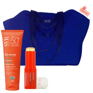 SVR SUN SECURE LAIT HYDRATANT INVISIBLE SPF50+ 250ML+SUN SECURE EASY STICK SPF50+ 10G+SAC DE PLAGE EN BLEU (OFFERT) pharmashop